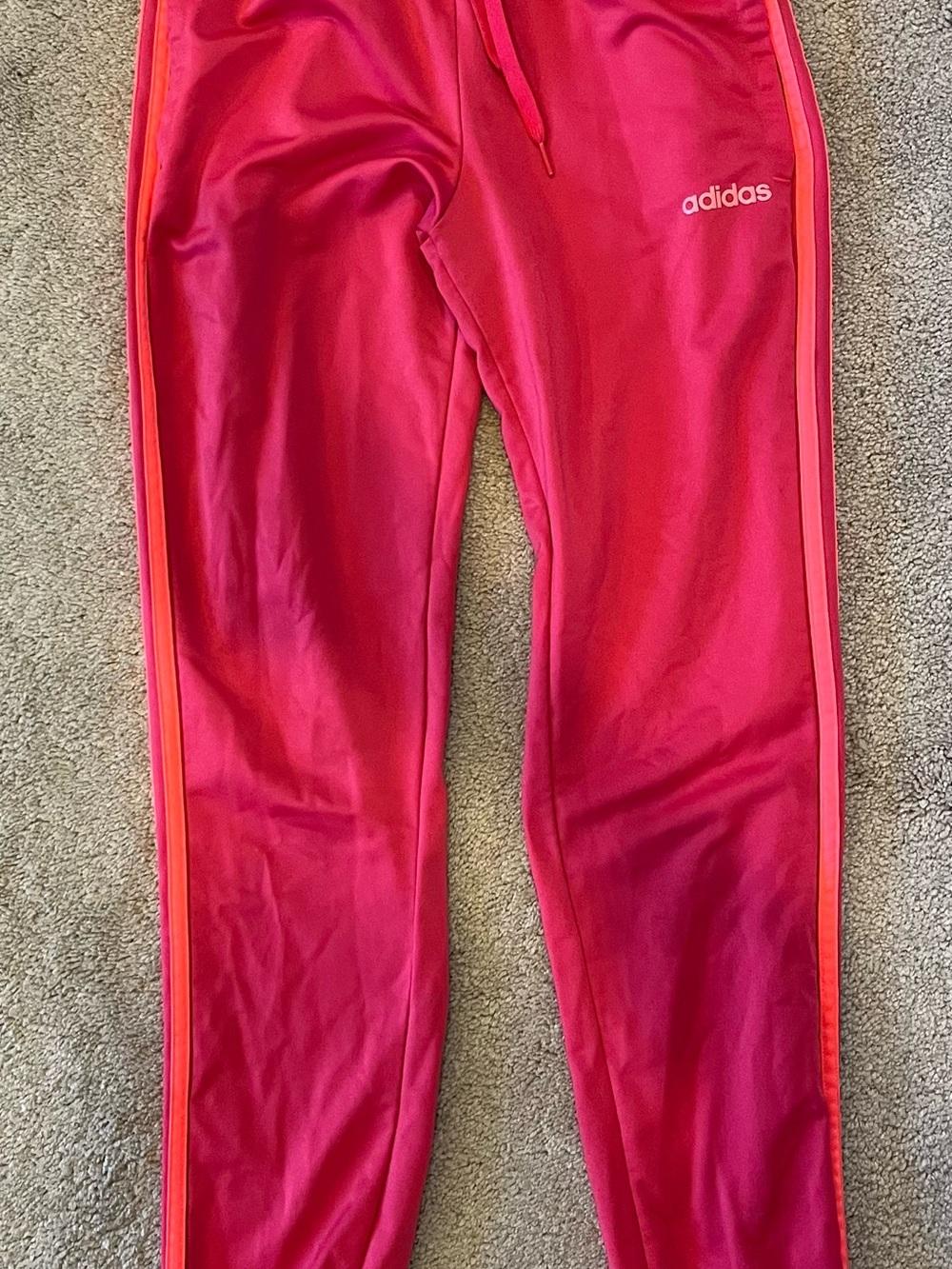 adidas Hot Pink Joggers with Orange Side Stripes